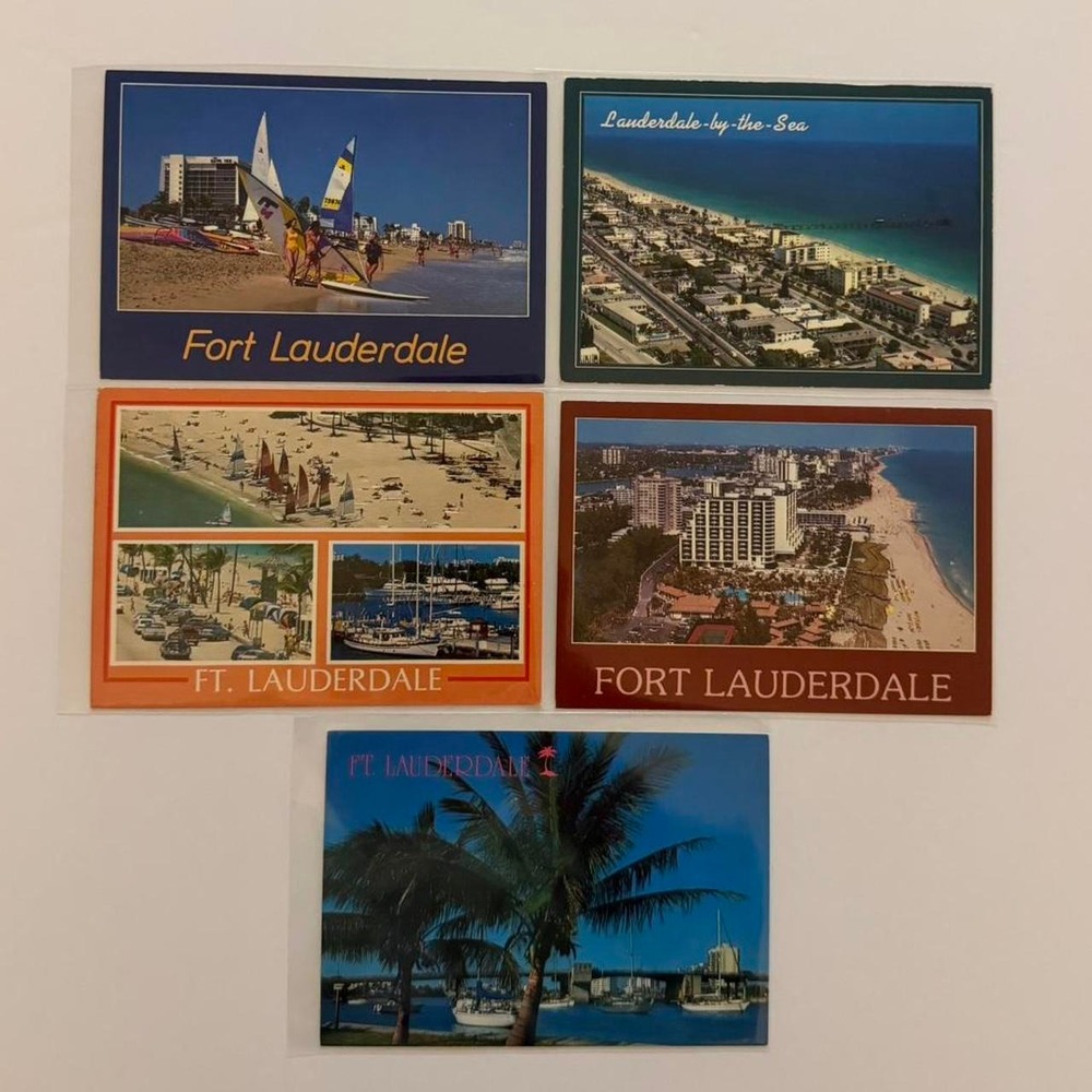 5 Vintage Fort Lauderdale Postcards